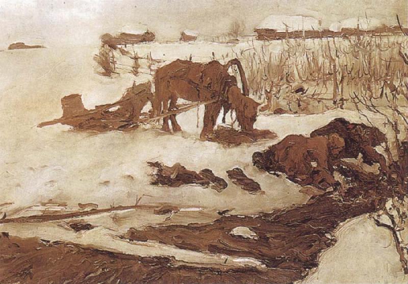 Rinsing Clothes,Study, Valentin Serov